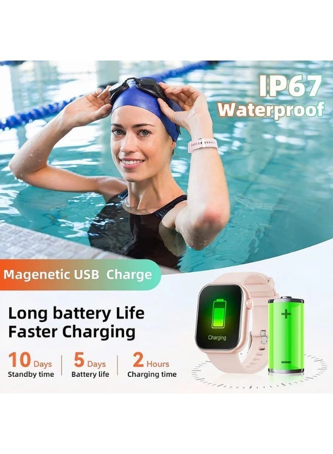 Smartwatch with 1.83-inch HD Screen, Bluetooth Calling, Custom Dial, Pink - Image 3