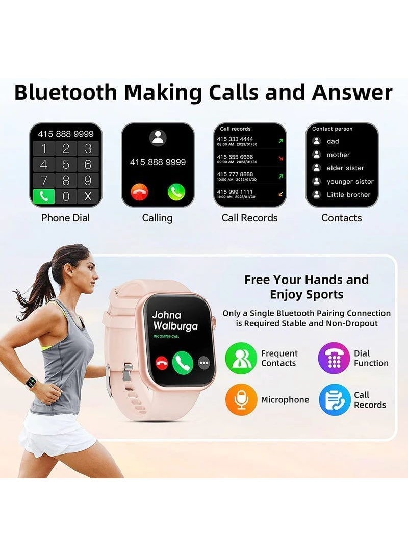 Smartwatch with 1.83-inch HD Screen, Bluetooth Calling, Custom Dial, Pink - Image 5