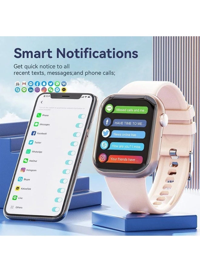 Smartwatch with 1.83-inch HD Screen, Bluetooth Calling, Custom Dial, Pink - Image 1