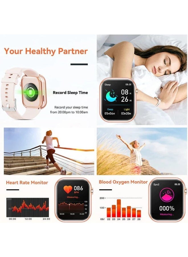 Smartwatch with 1.83-inch HD Screen, Bluetooth Calling, Custom Dial, Pink - Image 4