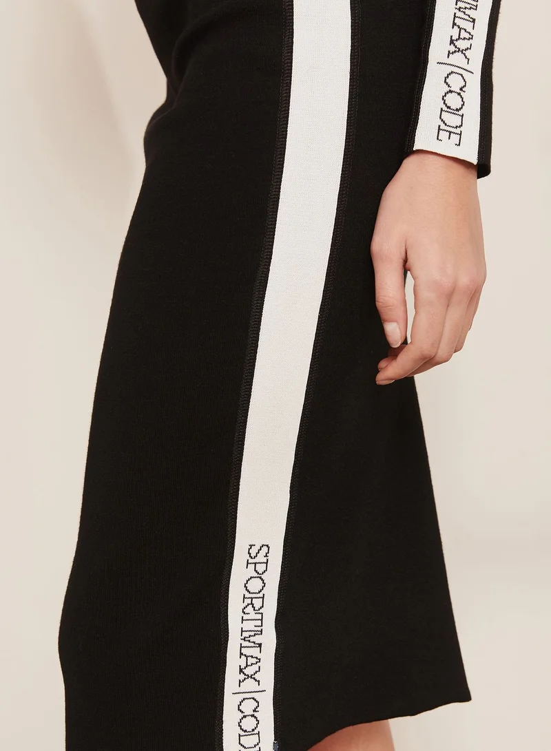 Sportmax Code Silvana Asymmetric Side Striped Skirt
