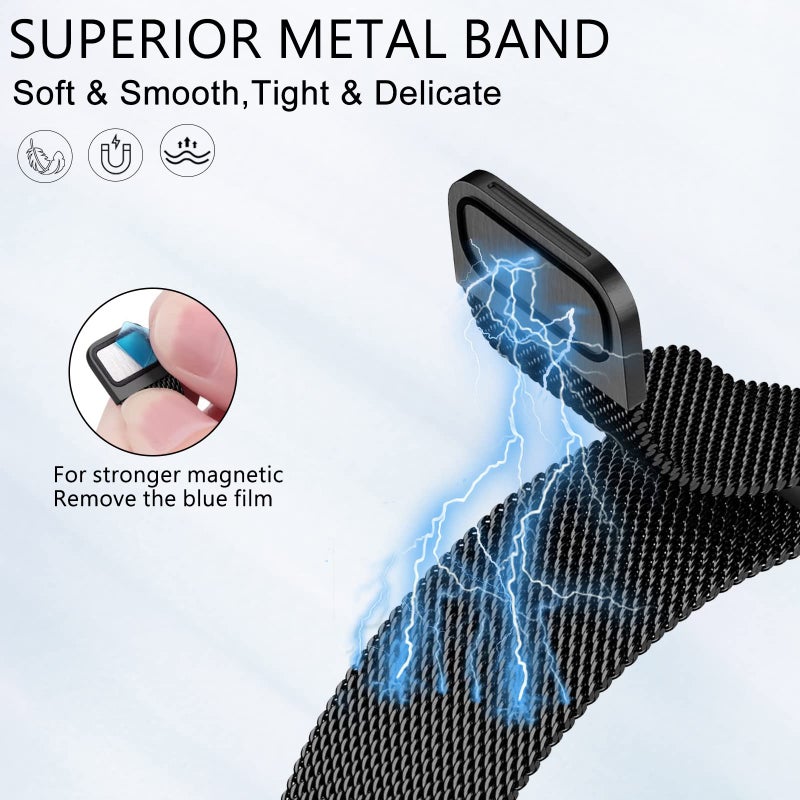 surundo Compatible with Fitbit Charge 6/Charge 5 Bands for Wmen Men, Metal Mesh Milanese Loop Adjustable Strap Replacement for Fitbit Charge 6/Charge 5 Advanced Fitness & Health Trackers - Image 2