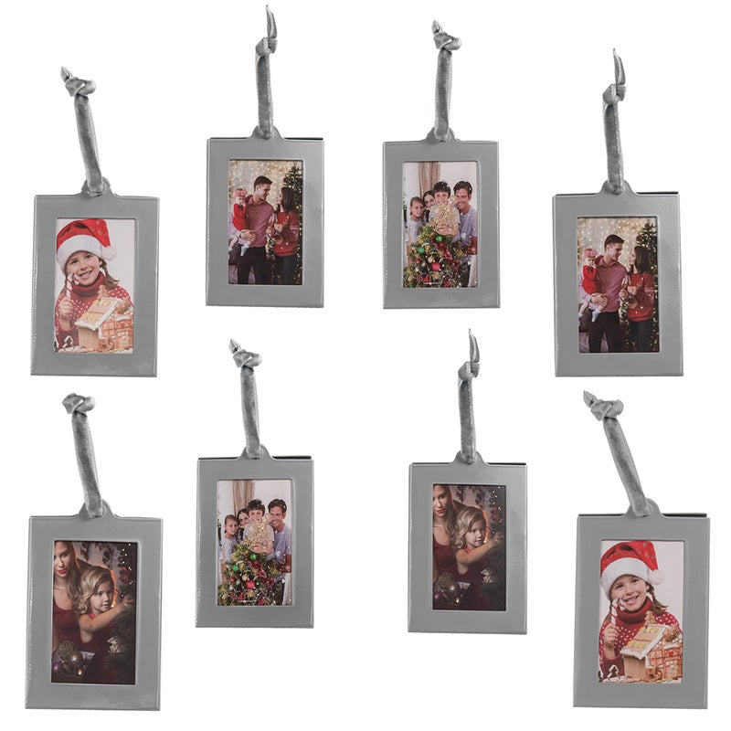 Klikel Picture Frames Ornament - Silver Small Hanging Picture Frames - Photo Ornaments for Tree - Set of 8 - Image 1