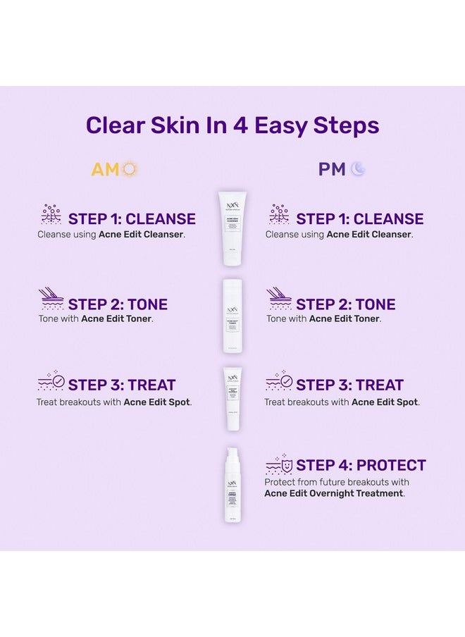 NXN - NxN Acne Treatment Kit 4-Step Clear Skin System with Salicylic Acid, Probiotics, Sulfer & Natural Retinols, Control Blemishes & Breakouts, Face Care Solution Set for All Skin Types Including Sensitive - Image 1
