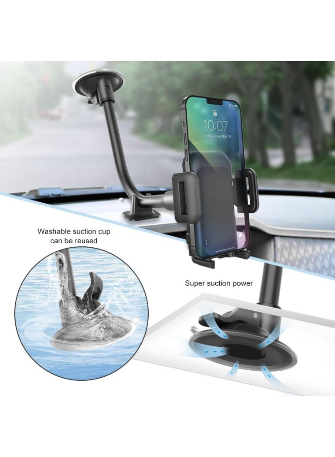 Bukela Gooseneck Universal 360° Car Phone Holder for Car– Windshield & Dashboard Holder with Strong Suction Cup, Anti-Shake Stabilizer Windscreen Car Mount Grip Flexible Long Arm Cradle for All Smartphones - Image 5