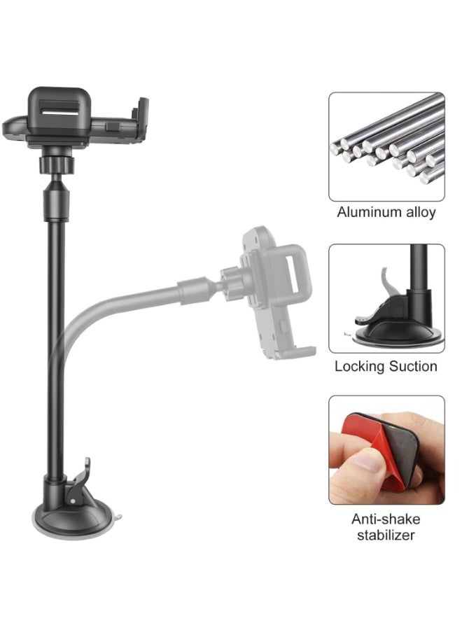 Bukela Gooseneck Universal 360° Car Phone Holder for Car– Windshield & Dashboard Holder with Strong Suction Cup, Anti-Shake Stabilizer Windscreen Car Mount Grip Flexible Long Arm Cradle for All Smartphones - Image 2