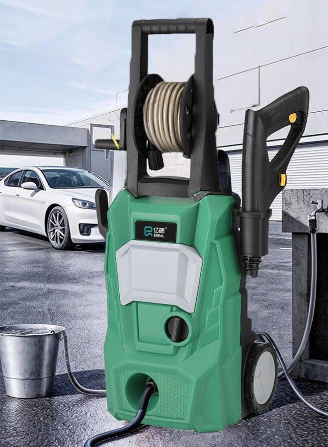 Bolivia's Pressure Washer 1600W 135 BAR, Heavy-Duty Electric Car Washing Pressure Pump with 7m Hose for Deep Cleaning Cars, Patios, Driveways - Green - Image 1