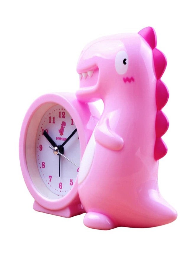 ARTLABEL Dinosaur Shape Table Alarm Clock for Kids Study Room Students Table Clocks for Home & Office (Pink) - Image 1
