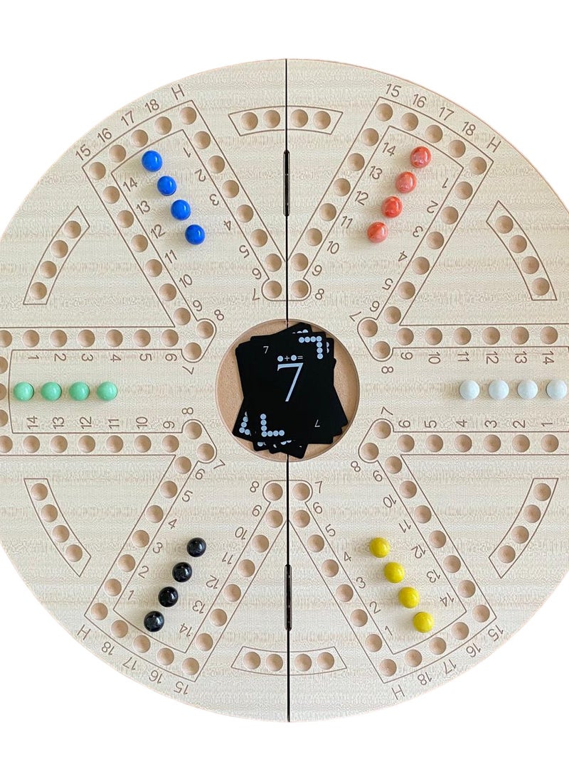 Board Game Double Sides For 4 And 6 Players With Glass Marbles, Playing Cards And Bag - view 5