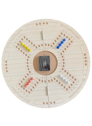 لعبة جاكارoo اللوحية ذات الجانبين لـ 4 و 6 لاعبين مع كرات زجاجية، بطاقات لعب وحقيبة - view 3