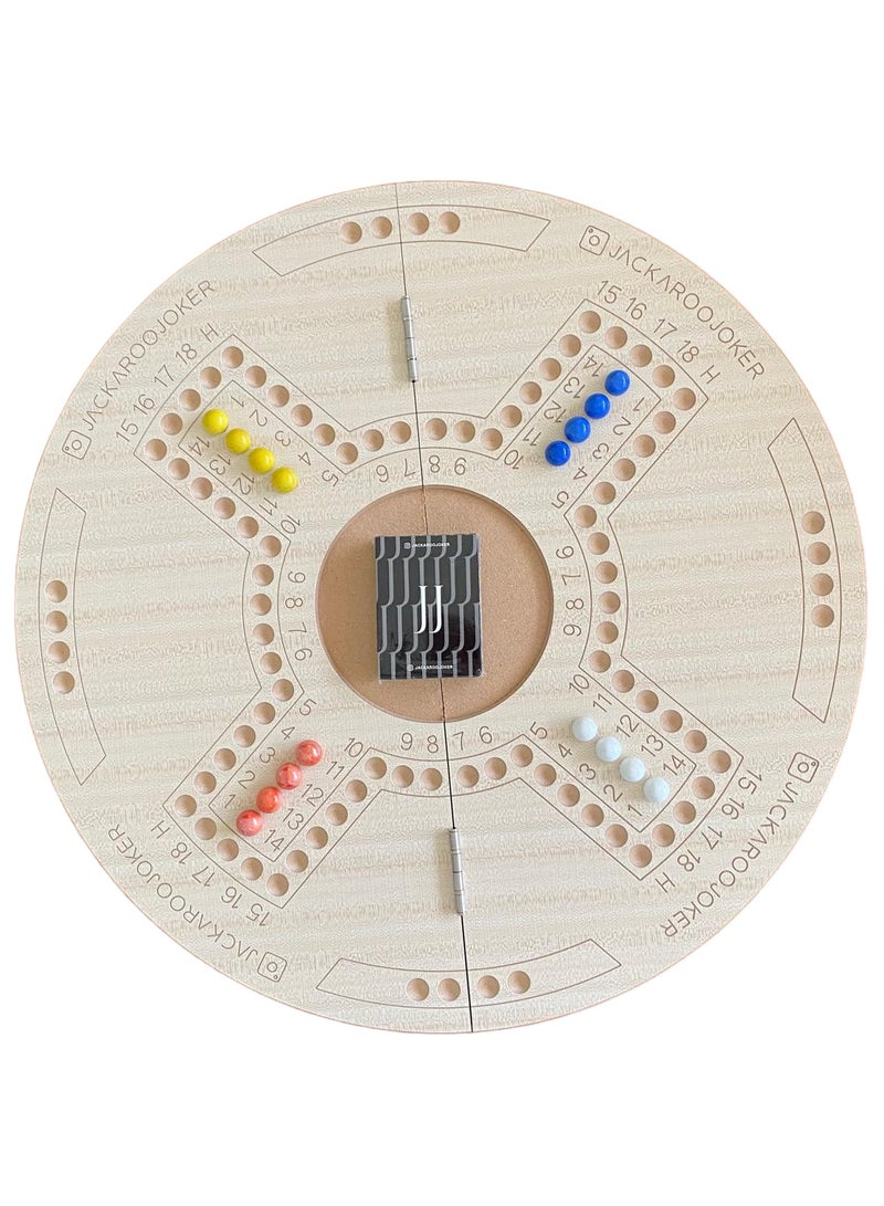 Board Game Double Sides For 4 And 6 Players With Glass Marbles, Playing Cards And Bag - view 3