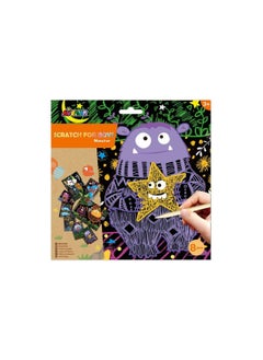 Avenir Scratch Art Kit – Monster | Unleash Creativity with Vibrant Drawings! 4 Themed Scratch Boards and Scratch Tool | Watch Brilliant Colors Unfold, Engaging Activity for Young Artists 3+