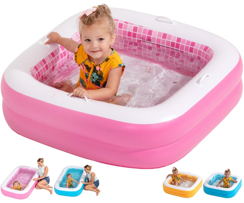 GRIP A POOL Inflatable Baby Pool for Toddlers 1-3, Handles, Soft Floor & Drain, 34"x10" Kiddie Pool, Blow Up Bathtub & Ball Pit, Summer Outside Kid Water Toy Outdoor Play First Birthday Gift for Girls Ages 1 2 3 - Image 1