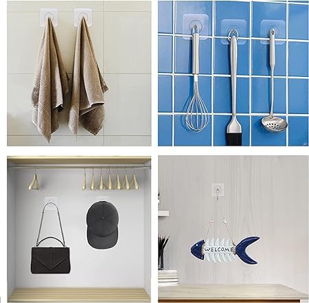 Fivanio Adhesive Nails NonTrace Stick Wall Hook Adhesive Heavy Duty Wall Hooks for Hanging Durable Practical Transparent Strong Adhesive Screw Wall Nail Screw Type Pack of 10  - Image 4