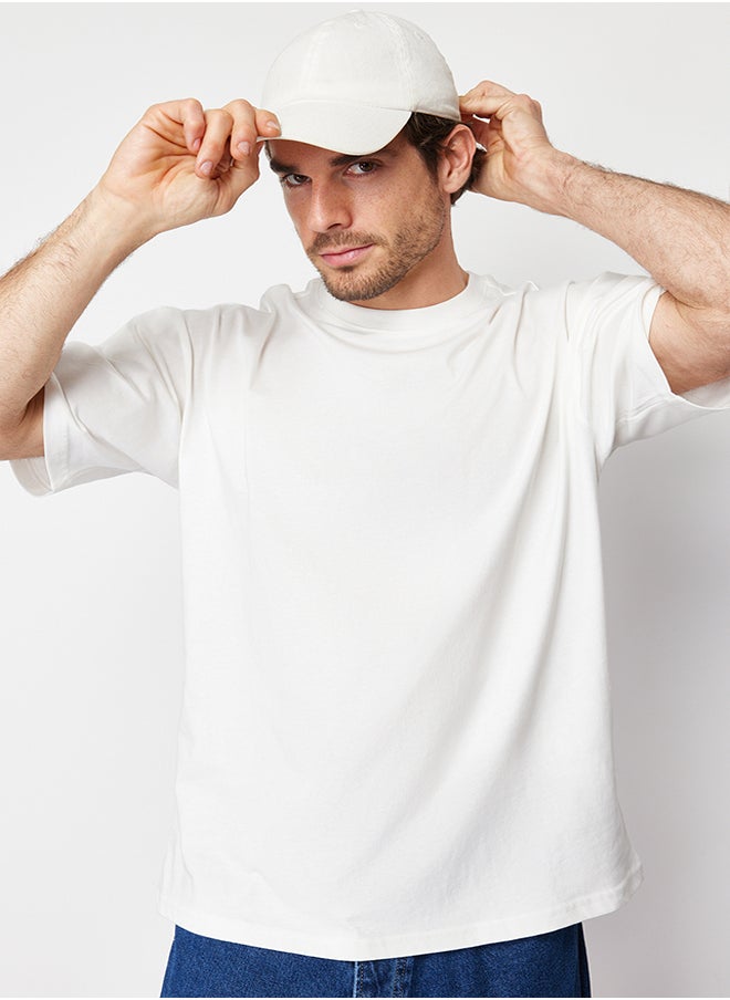 trendyol - Ecru Oversize Back Printed 100% Cotton T-Shirt TMNSS23TS00168 - Image 1