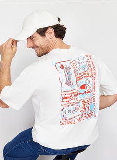 Ecru Oversize Back Printed 100% Cotton T-Shirt TMNSS23TS00168