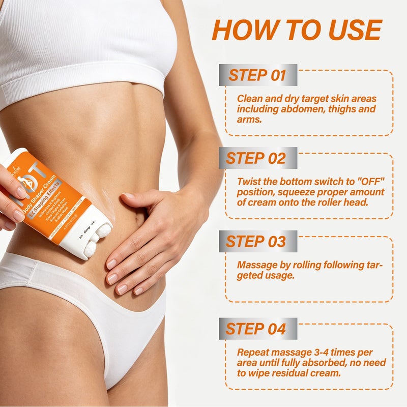 Danliss HOT Warming Firming Body Cream 120g with Roller Massager - Multi-Effect Shaping and Moisturizing - Image 3
