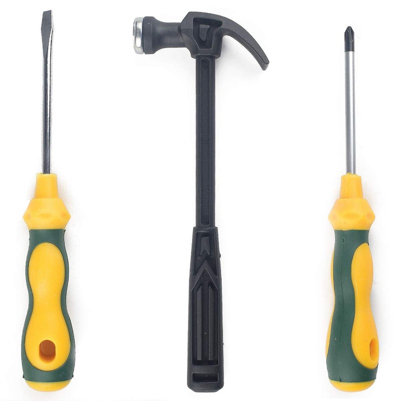 REES52 REES52 Hand Tool Kit, Hammer, Screwdriver (Black and yellow) Set of 3 - Image 2