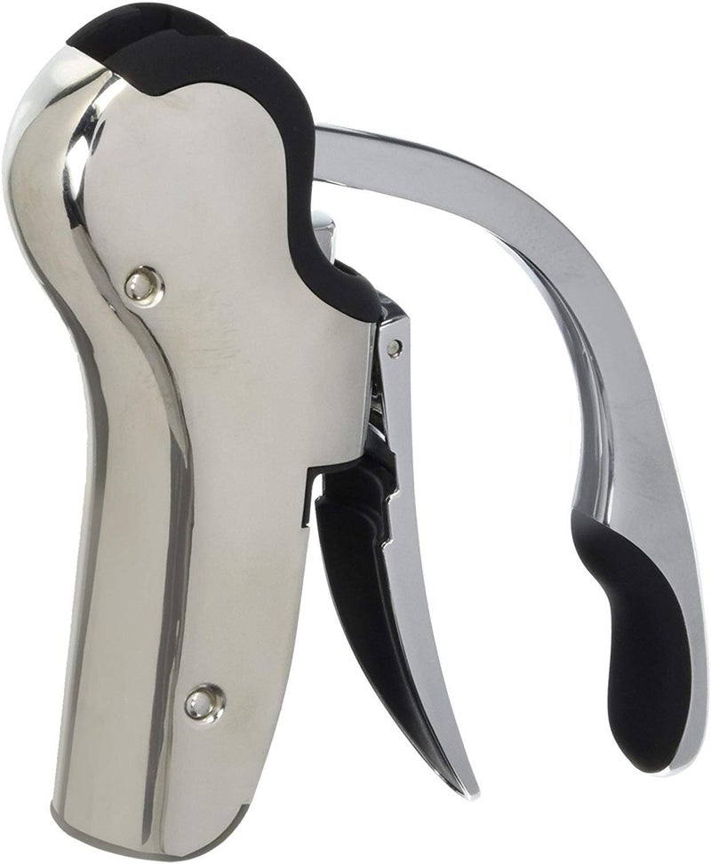KEISSCO Stainless Steel Wine Opener Compact Vertical Corkscrew Wine Bottle Opener with Foil Cutter 