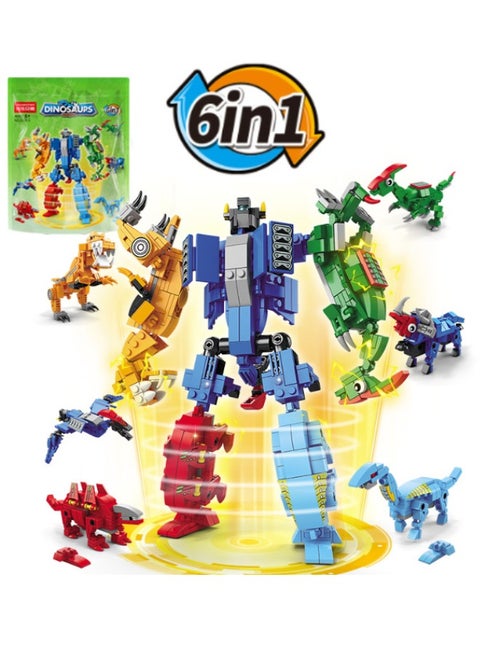 6 in 1 Dinosaurs Building Blocks Set, Dinosaur Mecha Building Toys, Dinosaur Transforming Toy Set, STEM Learning Building Blocks Set, Gifts for Kids Age 6+ Year Old (669 PCS)