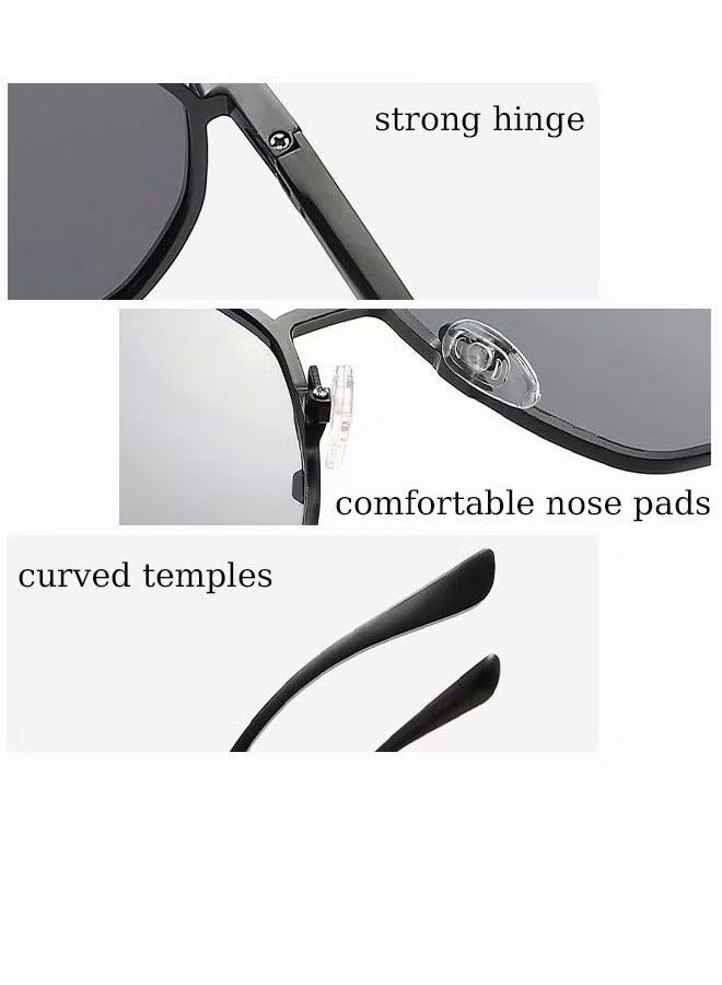 نظارات شمسية قطبية للرجال عدسة متعددة الألوان UV400 أذرع من سبائك الألمنيوم والمغنيسيوم للسياقة والسفر والصيد مع حقيبة 58 مم (أسود)  - Image 4