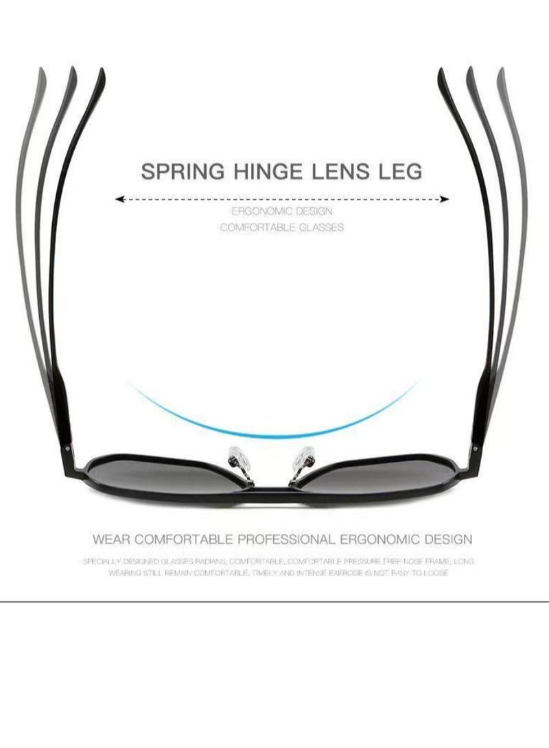 نظارات شمسية قطبية للرجال عدسة متعددة الألوان UV400 أذرع من سبائك الألمنيوم والمغنيسيوم للسياقة والسفر والصيد مع حقيبة 58 مم (أسود)  - Image 3