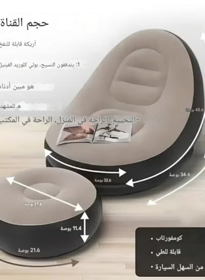 أريكة قابلة للنفخ، منزل مستأجر لشخص كسول، سرير أرضي قابل للتحويل، سرير مفرد من حصير، شرفة، تخييم، مرتبة قابلة للنفخ في الهواء الطلق - Image 3