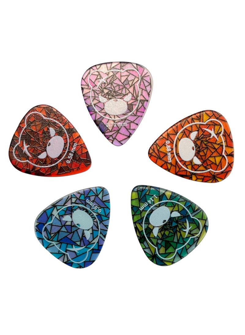IKARIKUMA Guitar Picks 5Pcs, Teardrop Shape – Colored Glass Series, Fits All Guitars - Image 1