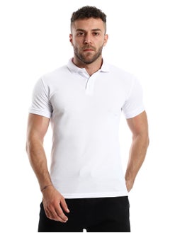White Elegant Pique Buttoned Polo Shirt