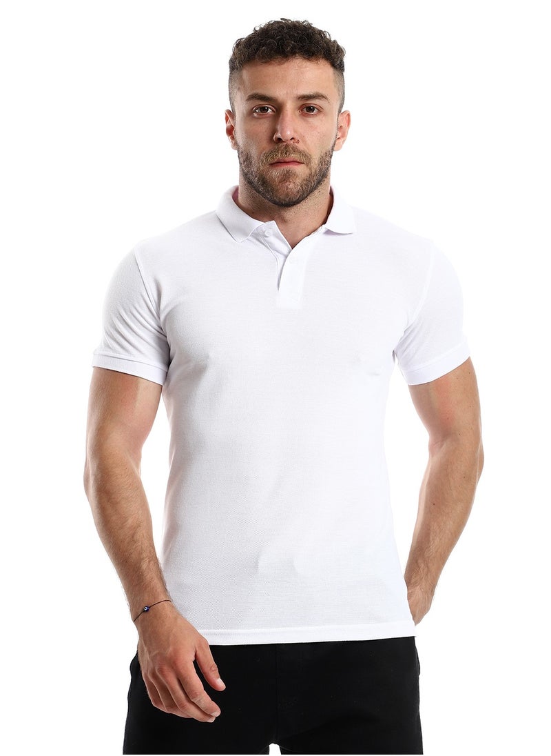 Andora - White Elegant Pique Buttoned Polo Shirt - Image 1