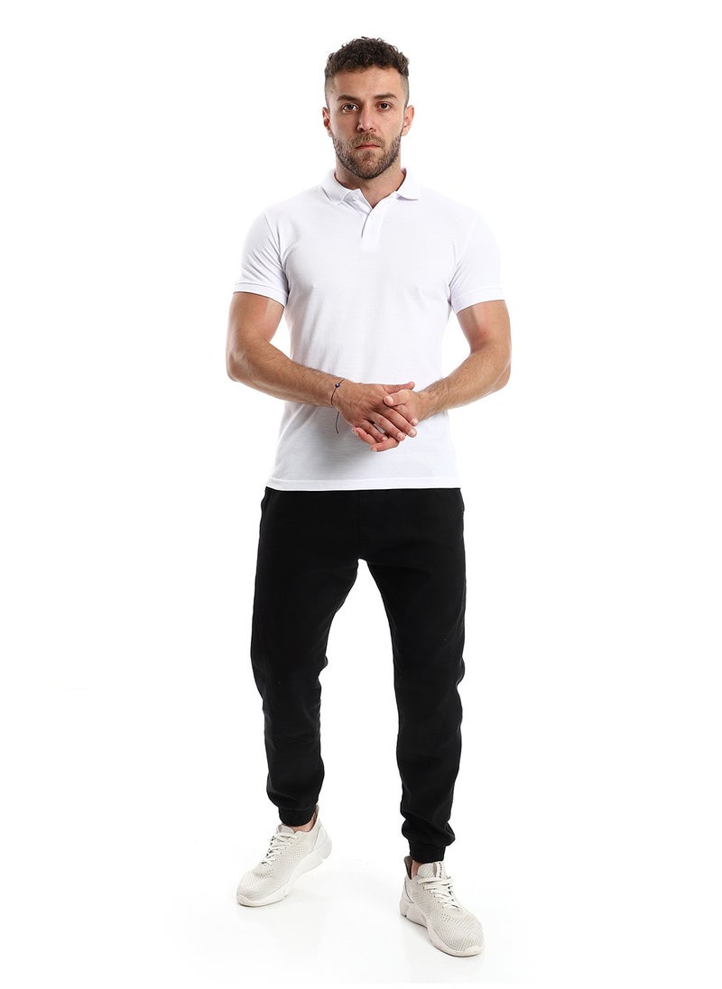 Andora - White Elegant Pique Buttoned Polo Shirt - Image 1
