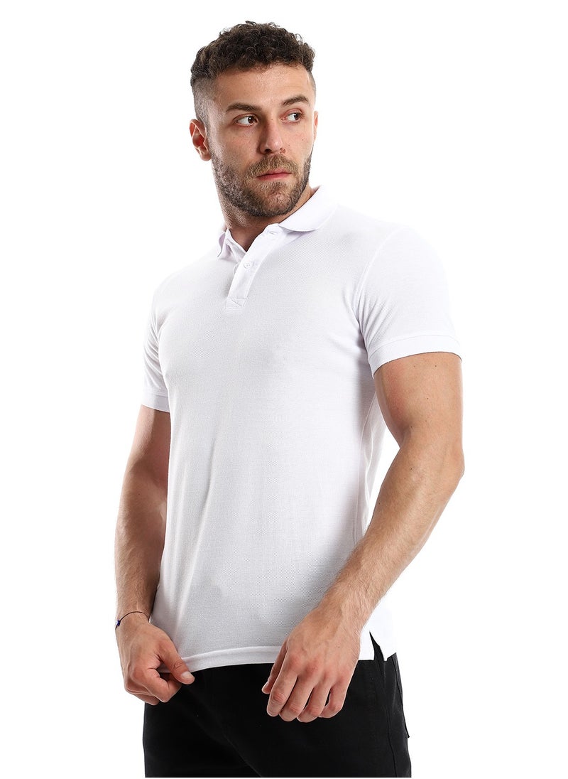 Andora - White Elegant Pique Buttoned Polo Shirt - Image 1