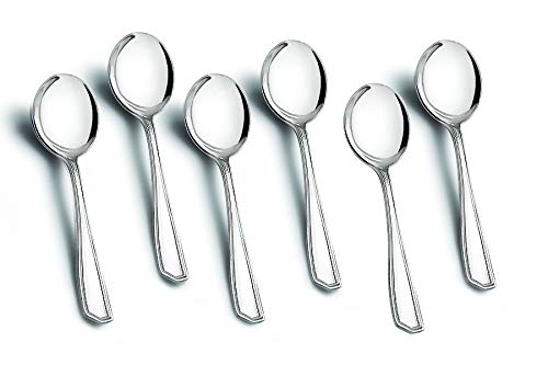 Neelam Stainless Steel Balanced Crest 6 pcs Soup Spoon Set - Image 5