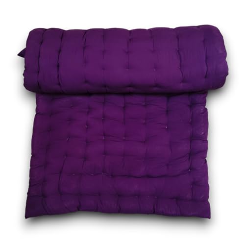 ATOOTFUSION Soft Cotton Quilt Mattress Foldable for Floor Light Weight Filled Single Firm Cotton Quilt Mattress Gadda 1 Sleeping Capacity 3 x 6 ft or 72 x 36 Inches Purple - Image 1