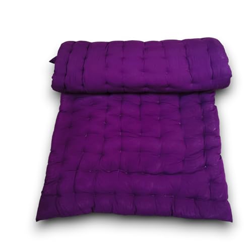 ATOOTFUSION Soft Cotton Quilt Mattress Foldable for Floor Light Weight Filled Single Firm Cotton Quilt Mattress Gadda 1 Sleeping Capacity 3 x 6 ft or 72 x 36 Inches Purple - Image 5