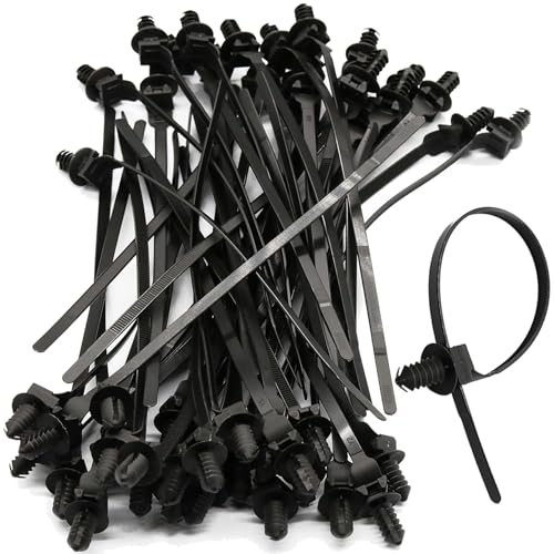 OIIKI 50 Pack Cable Zip Ties, 8 Inch Nylon Push Mount Self Locking Cable Ties for Indoor Wire Tying-Black - Image 1