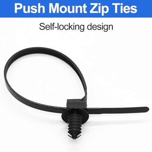 OIIKI 50 Pack Cable Zip Ties, 8 Inch Nylon Push Mount Self Locking Cable Ties for Indoor Wire Tying-Black - Image 3