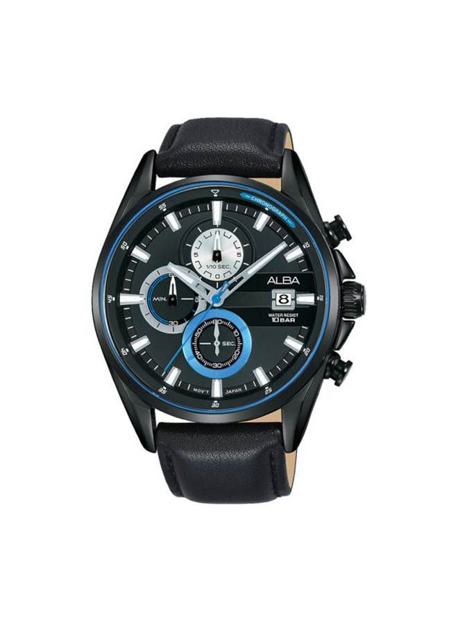 Alba Leather Chronograph Watch AM3583X