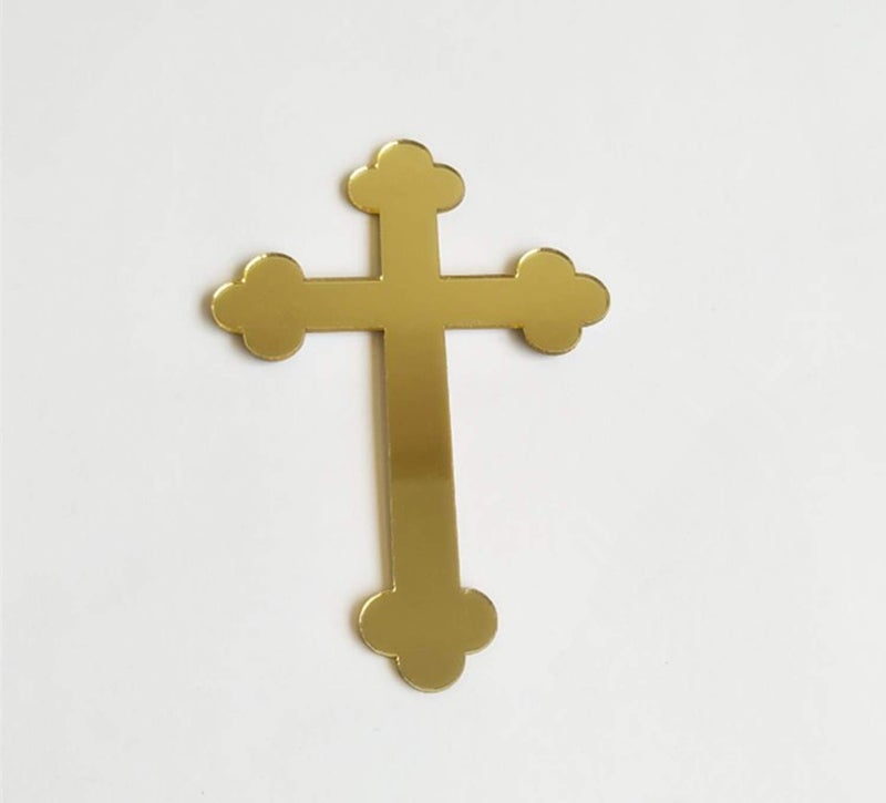 YongPan 20PCS Acrylic Mirror Cross Sticker Laser Cutting Acrylic Mirrored Crosses for Scrapbooking Wedding Party Favors Home Decor (Gold (style 2)) - Image 1