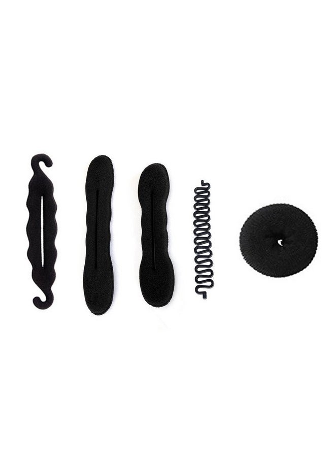 FOK FOK 5Pc Hair Accessory Combo 1Pc French Twist Braider + 1Pc Donut Bun Maker + 1Pc Twist N Tie Bun Maker + 1Pc Twist Bun Maker (Large)+ 1Pc Twist Bun Maker (Small) Styling Tool For Perfect Easy To Make Magic Look DIY Hair Stylers For Girls Ladies & Women  - Image 1