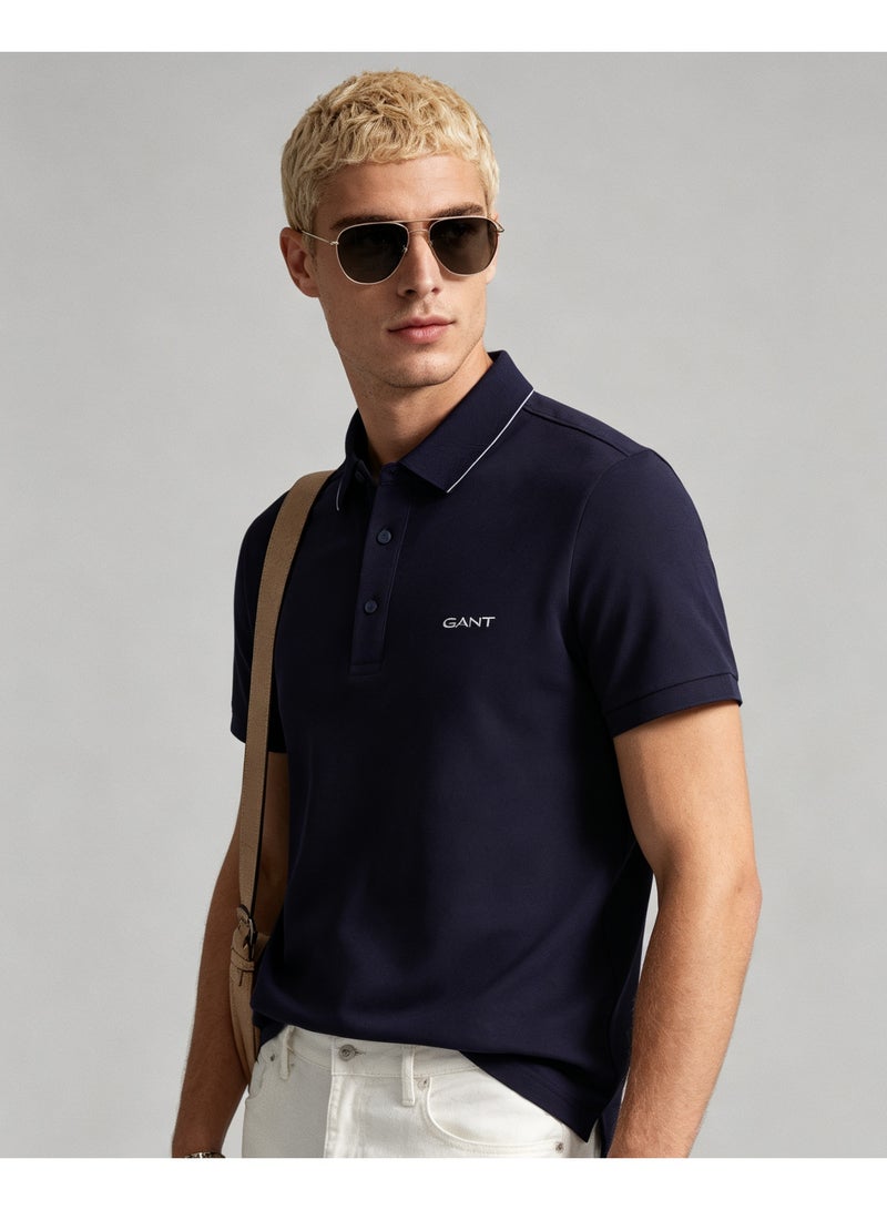 GANT Unisex Short Sleeve Collared Polo Shirt Casual Daily Wear Top Navy Blue - Image 2