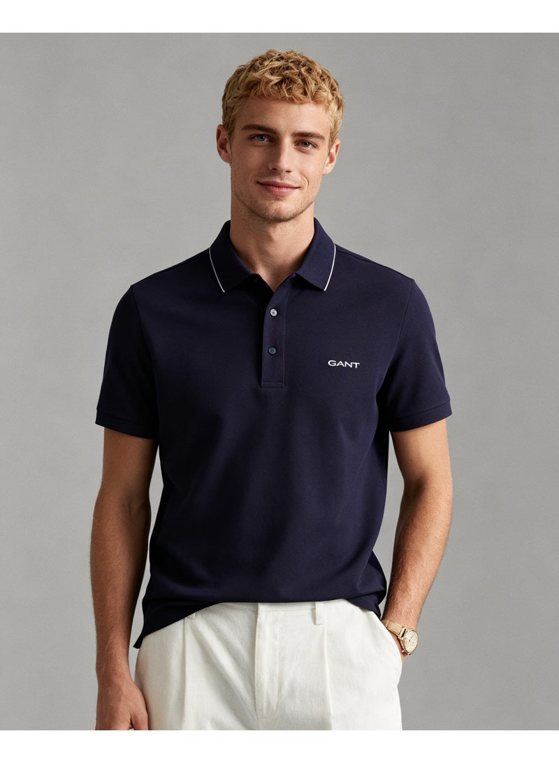 GANT Unisex Short Sleeve Collared Polo Shirt Casual Daily Wear Top Navy Blue - Image 1