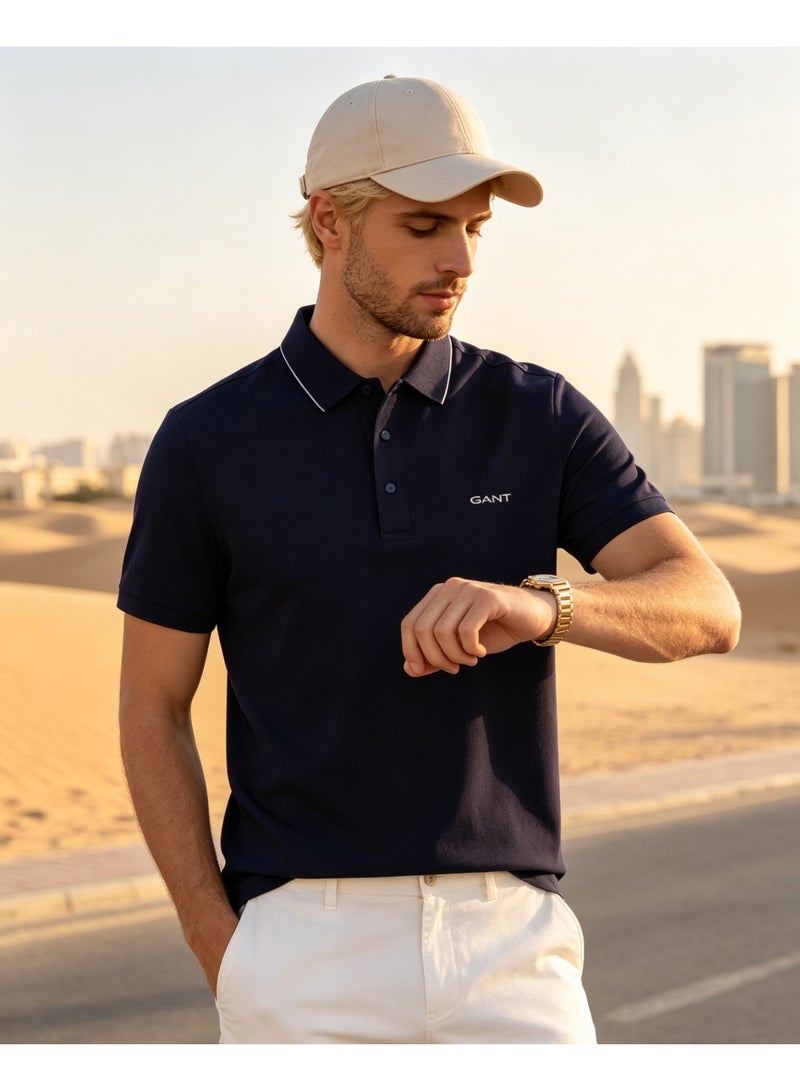 GANT Unisex Short Sleeve Collared Polo Shirt Casual Daily Wear Top Navy Blue - Image 5