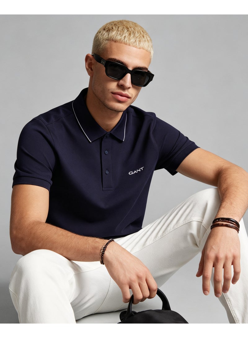 GANT Unisex Short Sleeve Collared Polo Shirt Casual Daily Wear Top Navy Blue - Image 4