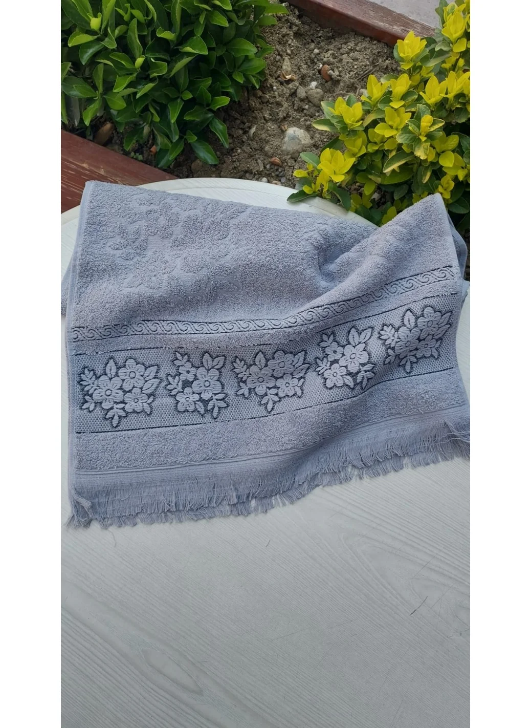 تكستلجي Textile Manufacturer Fringed Embroidered 50 x 90 cm Hand Face Towel