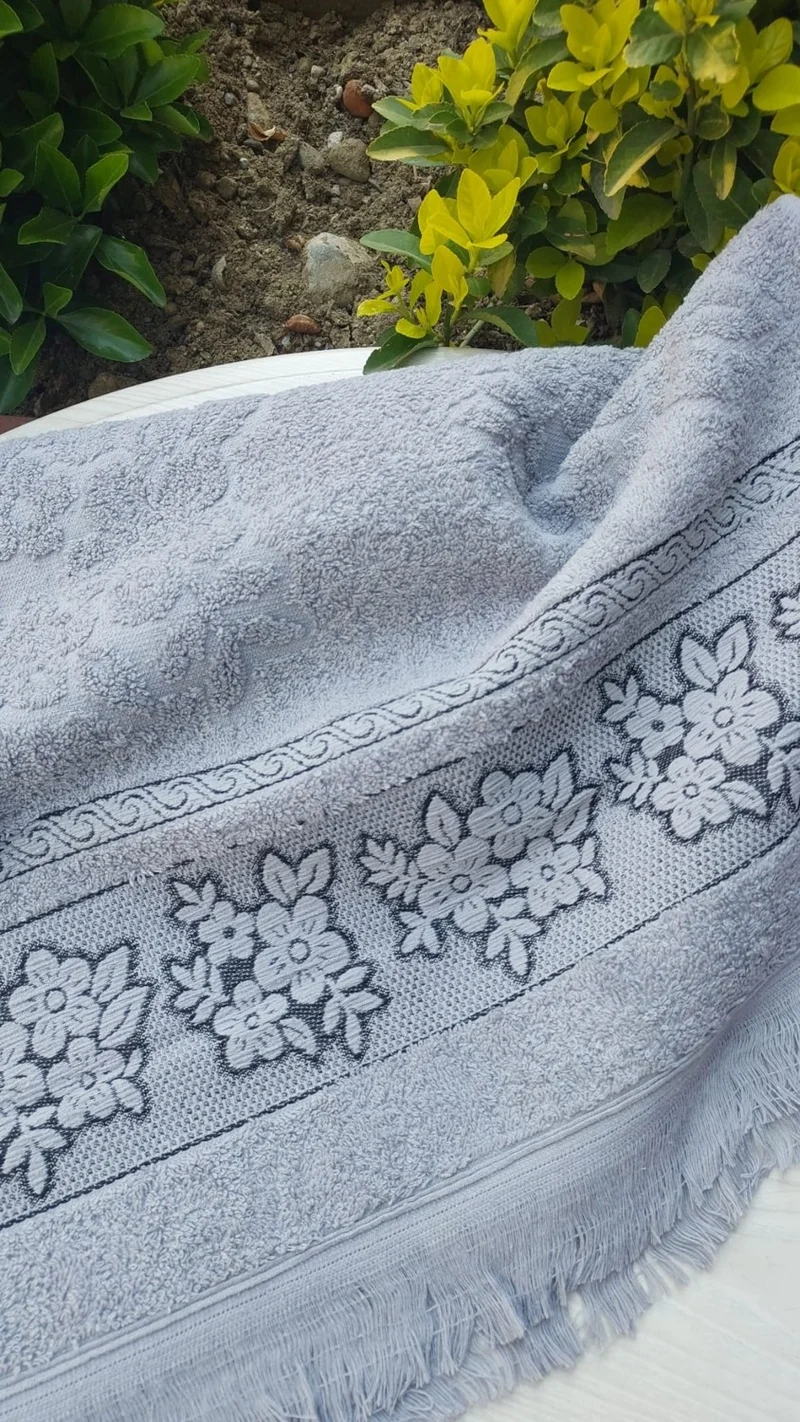 تكستلجي Textile Manufacturer Fringed Embroidered 50 x 90 cm Hand Face Towel