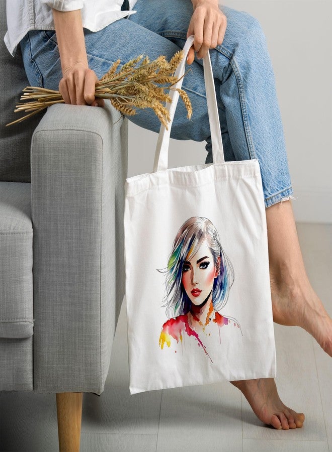 ARTBUG حقيبة تسوق نسائية من ARTBUG مزودة بسحاب، حقيبة قماشية أنيقة مناسبة لطالبات الجامعات والمكتب، أنيقة وقابلة لإعادة الاستخدام - للبنات - رقم الموديل: 085 - Image 2