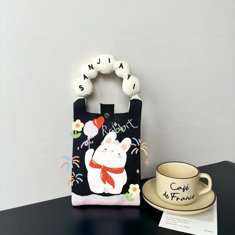 Advanced Sense Ins New Mobile Phone Bag Cute Cartoon Knitted Bag Niche Design Trendy Shoulder Crossbody Shoulder Bag - Image 1