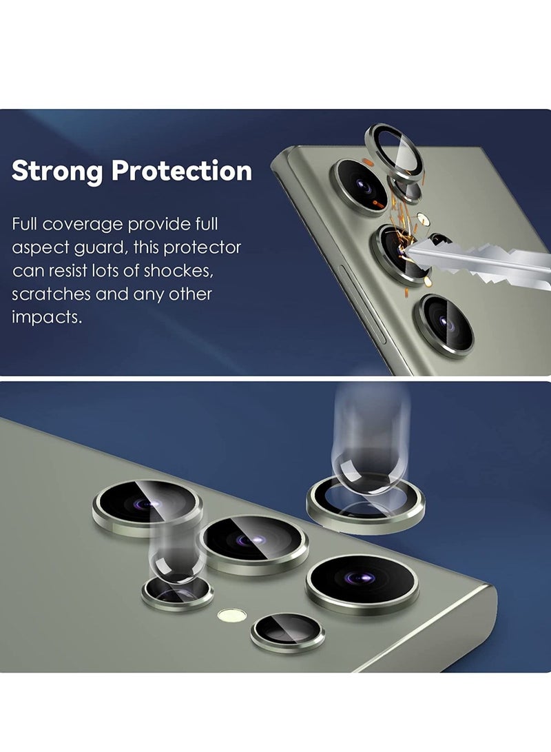 SHOPI Samsung Galaxy S23 Ultra Camera Lens Protector, 9H Tempered Glass + Aluminum Alloy Metal Individual Lens Screen Ring for S23 Ultra 6.8in 5G 2023 - Green - Image 2