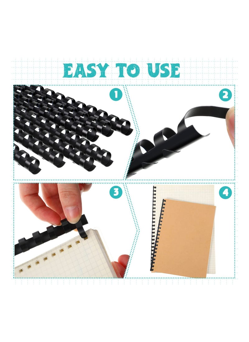 Y&D - 100 Pcs Plastic Comb Binding Spines 21 Holes 1 or 2 Inch Black 90 Sheet Capacity Letter Size Spiral for Notebooks Desk Calendars Picture Album - Image 1